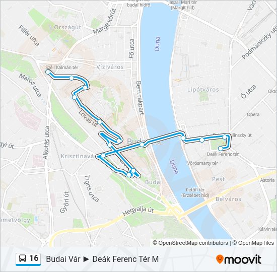 16 autóbusz Vonal Térkép
