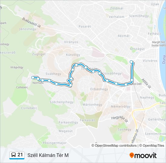 21 autóbusz Vonal Térkép