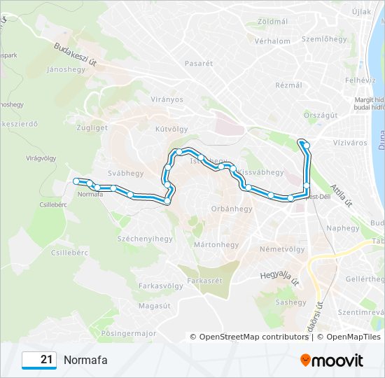 21 autóbusz Vonal Térkép