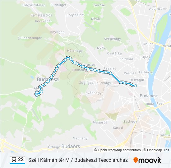 22 bus Line Map