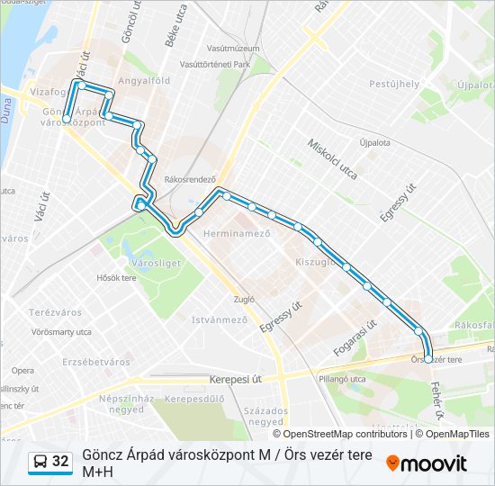 32 autóbusz Vonal Térkép