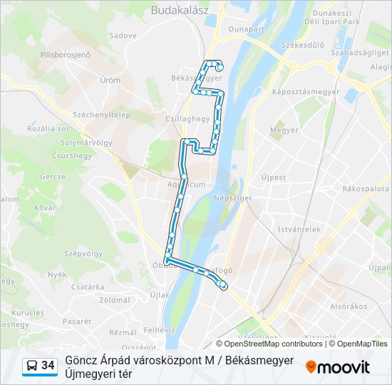 34 autóbusz Vonal Térkép