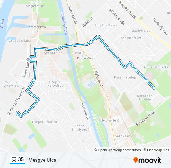 35 autóbusz Vonal Térkép