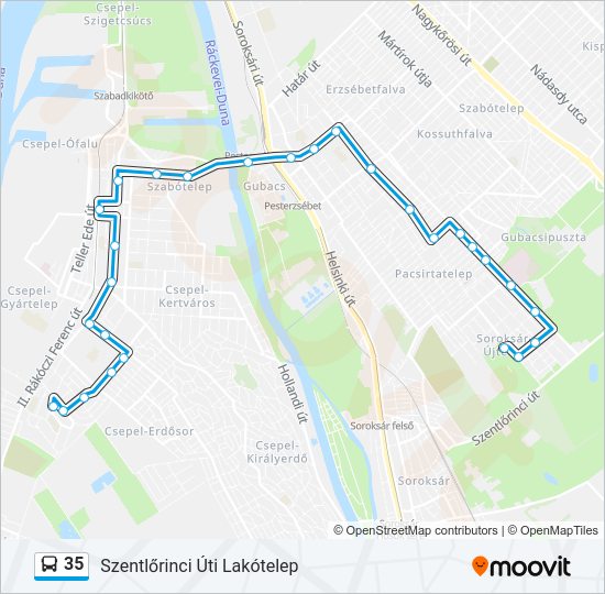 35 autóbusz Vonal Térkép