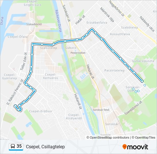 35 autóbusz Vonal Térkép