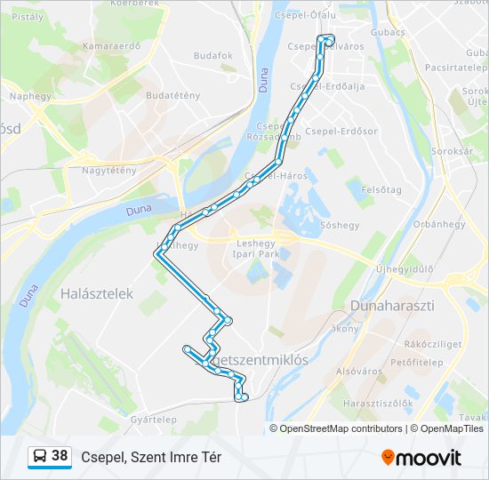 38 bus Line Map