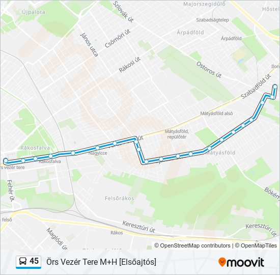 45 autóbusz Vonal Térkép