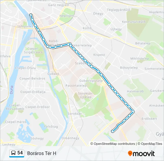 54 Bus Line Map
