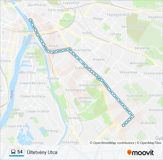 54 Bus Line Map