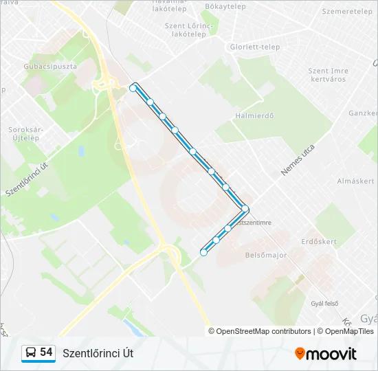 54 Bus Line Map