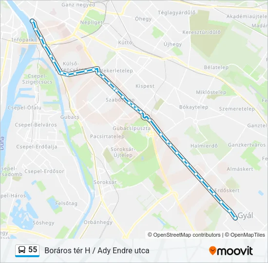 55 Bus Line Map