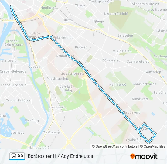 55 Bus Line Map