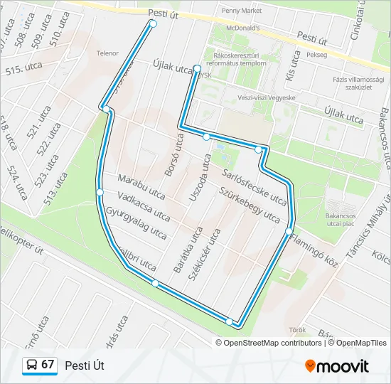 67 Bus Line Map