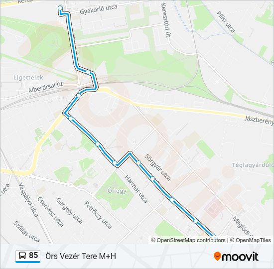 85 autóbusz Vonal Térkép