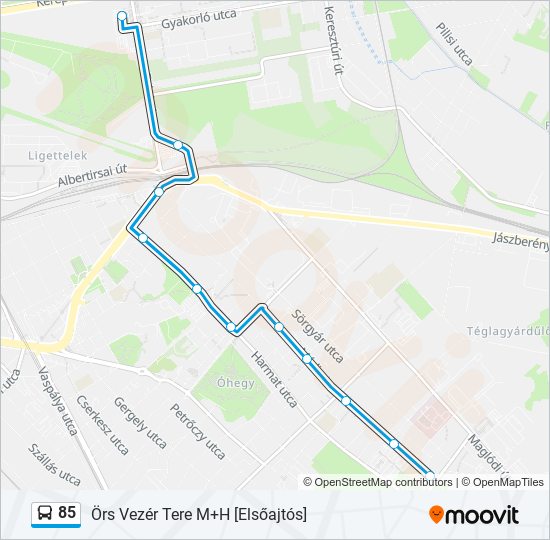 85 autóbusz Vonal Térkép