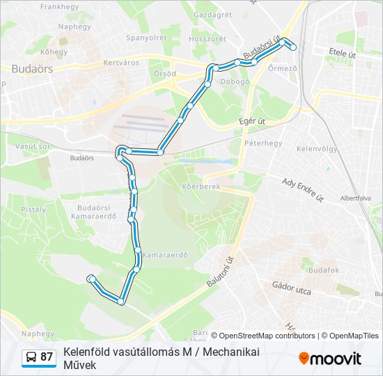 87 autóbusz Vonal Térkép