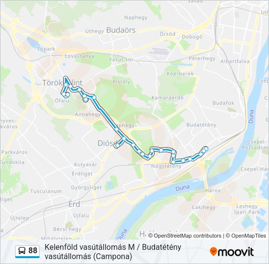 88 autóbusz Vonal Térkép