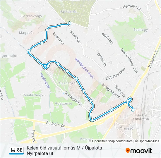 8E autóbusz Vonal Térkép