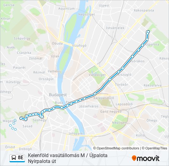 8E bus Line Map