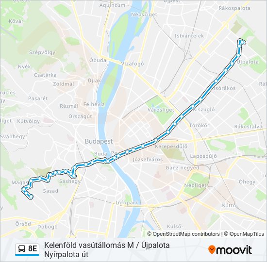 8E bus Line Map