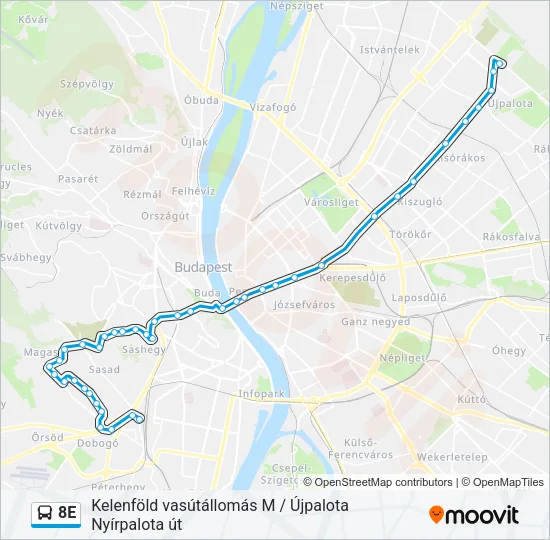 8E autóbusz Vonal Térkép