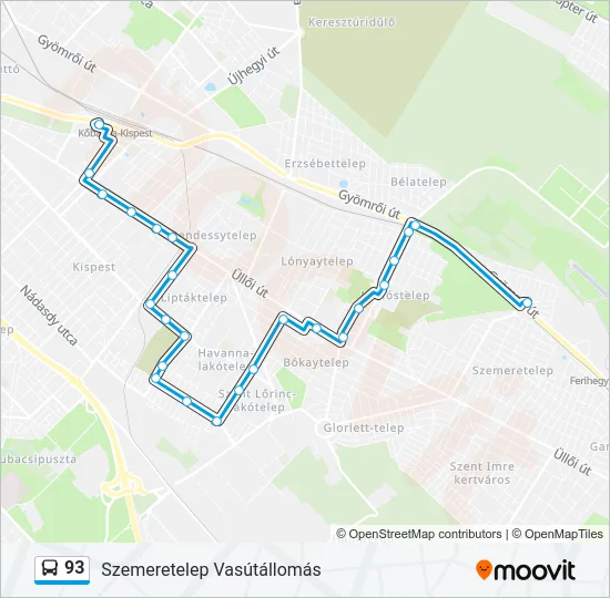 93 Bus Line Map