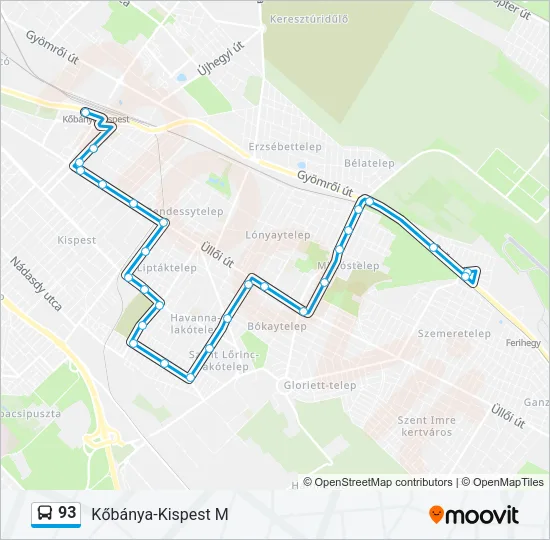 93 Bus Line Map