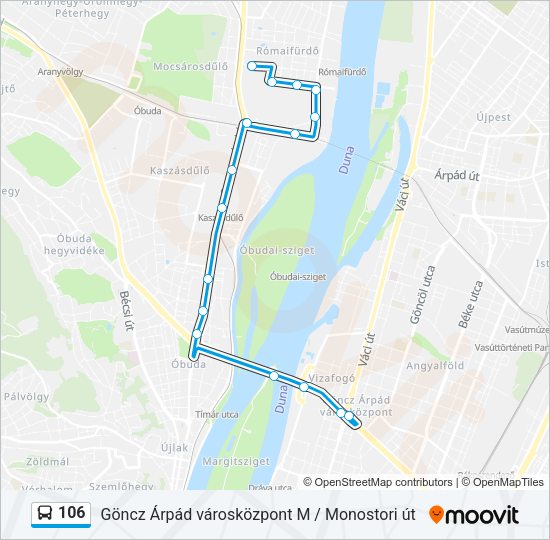 106 autóbusz Vonal Térkép