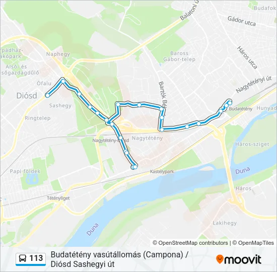 113 Bus Line Map