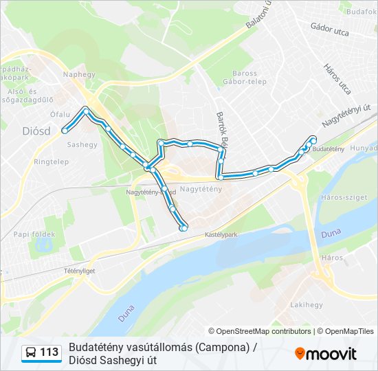 113 bus Line Map