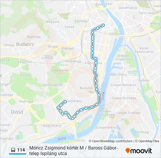 114 bus Line Map