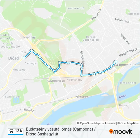 13A Bus Line Map