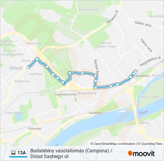 13A bus Line Map