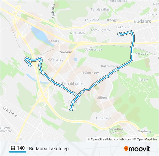 140 autóbusz Vonal Térkép