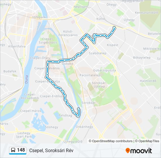 148 bus Line Map