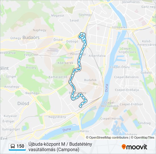 150 autóbusz Vonal Térkép