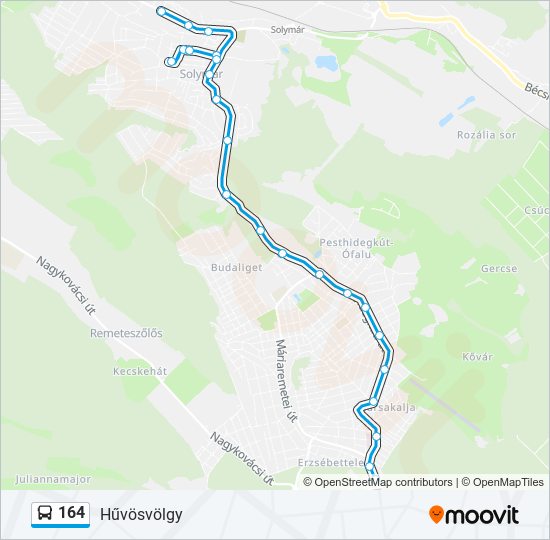 164 bus Line Map