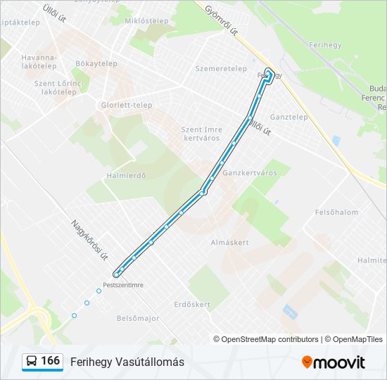 166 bus Line Map