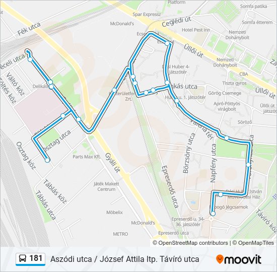 181 bus Line Map