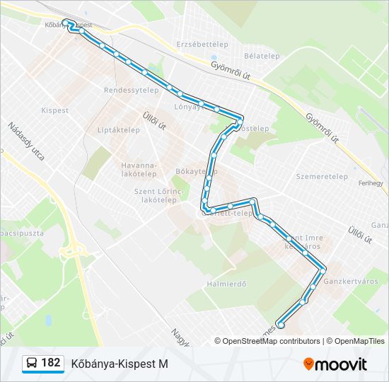 182 autóbusz Vonal Térkép