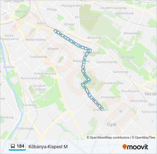 184 bus Line Map