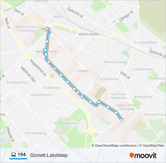 194 autóbusz Vonal Térkép