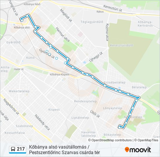 217 bus Line Map