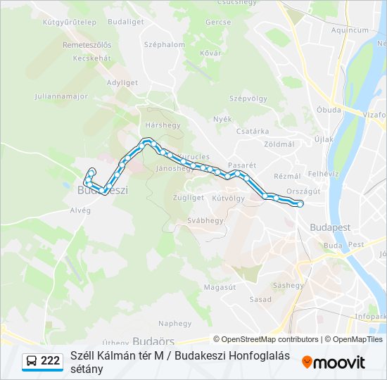 222 bus Line Map