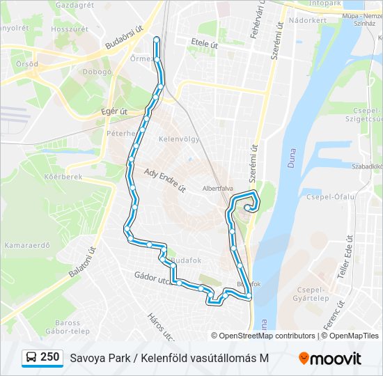 250 autóbusz Vonal Térkép