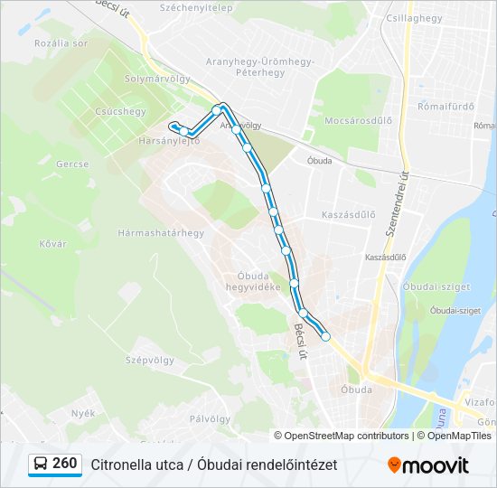 260 autóbusz Vonal Térkép