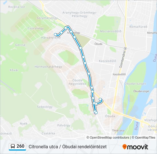 260 autóbusz Vonal Térkép