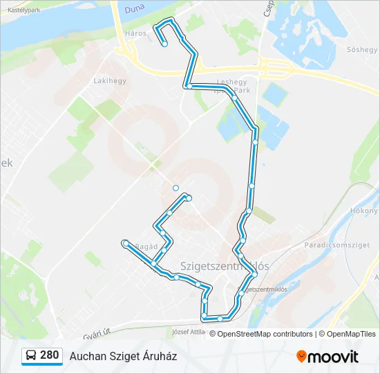 280 Bus Line Map