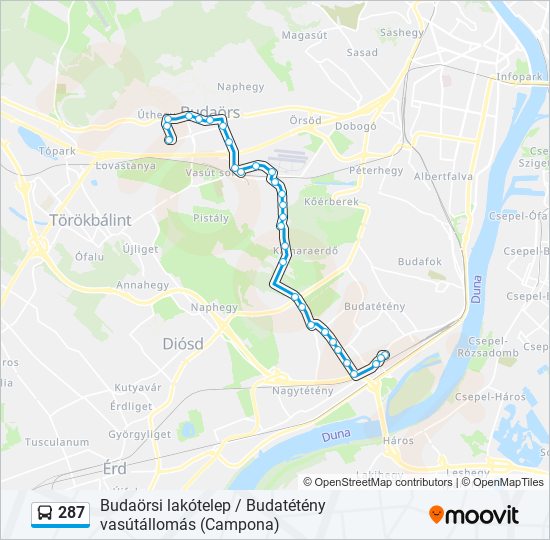 287 bus Line Map