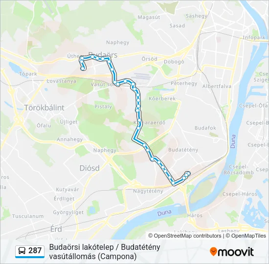 287 Bus Line Map